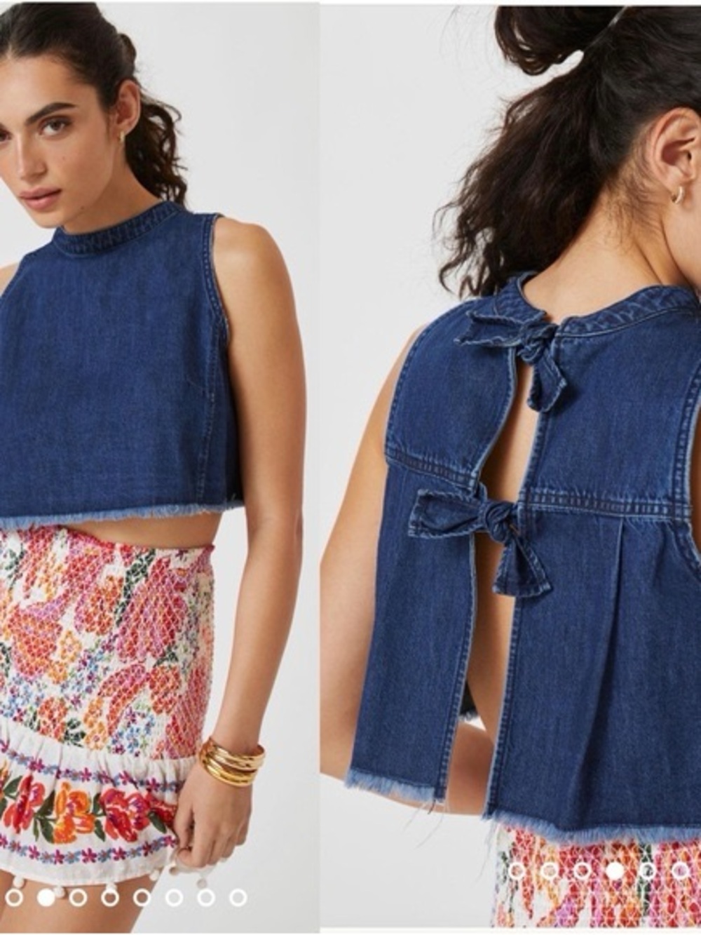 Pilcro for Anthropologie Denim Tie Back Crop Top size medium